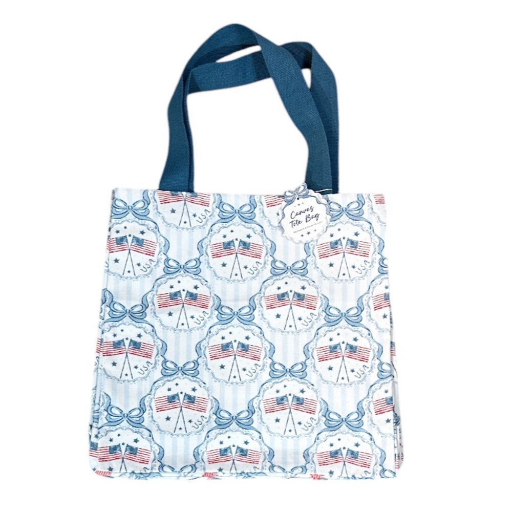 NEW STARS & STRIPES 4th of JULY Reusable Tote with Double Handles